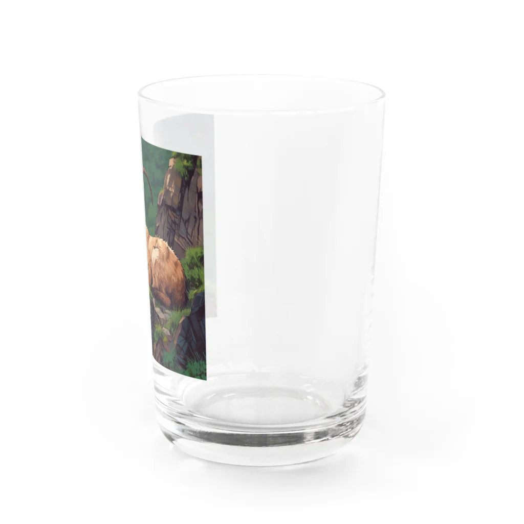 ganeshaの眠っているアイベックスのピクセル化された写真 Water Glass :right