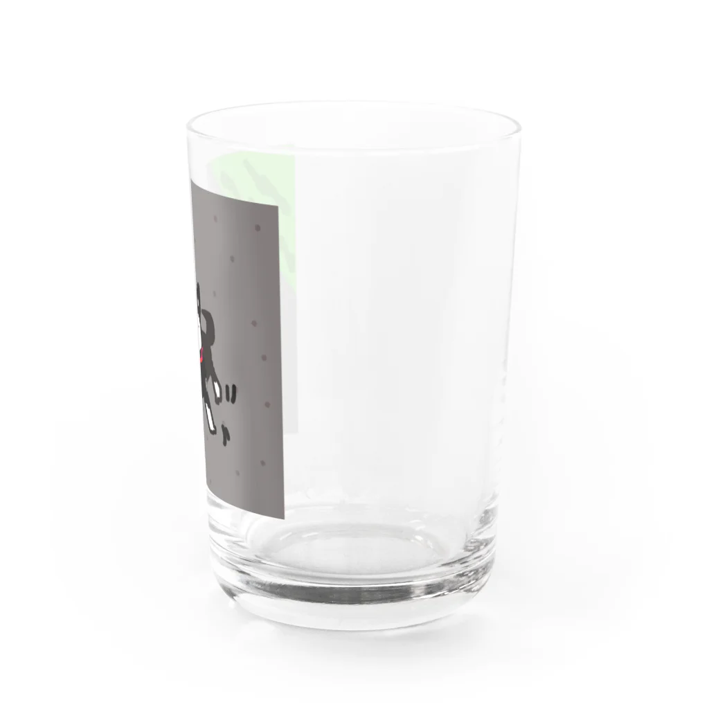 ペコりんショップの黒柴散歩拒否 Water Glass :right