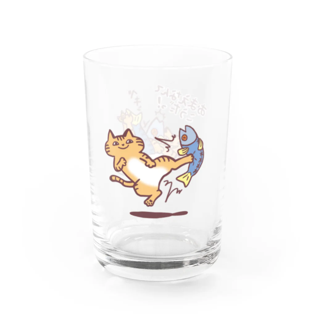 mushizuDASHのトラ猫の魚いじめ Water Glass :right