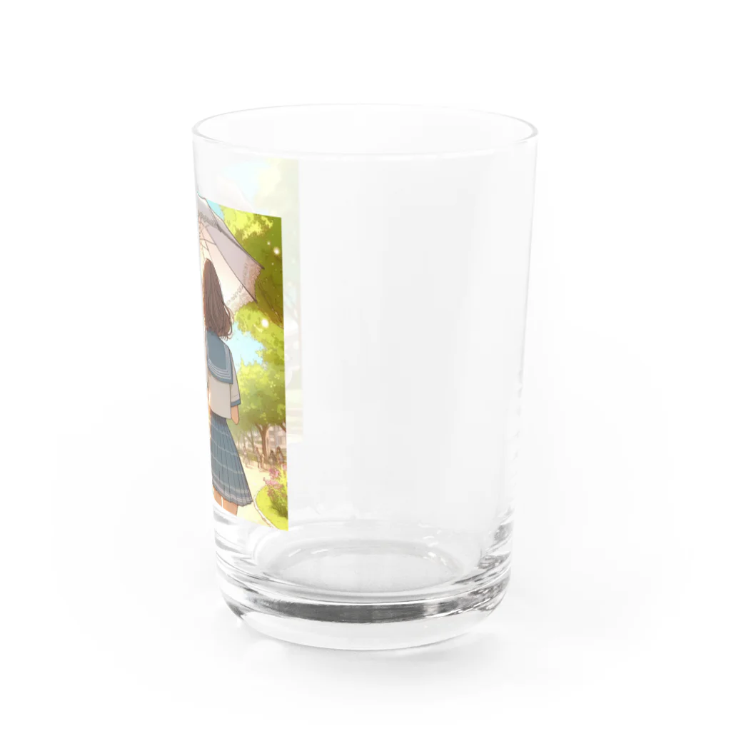 ふりむいての日傘がないとツライね Water Glass :right