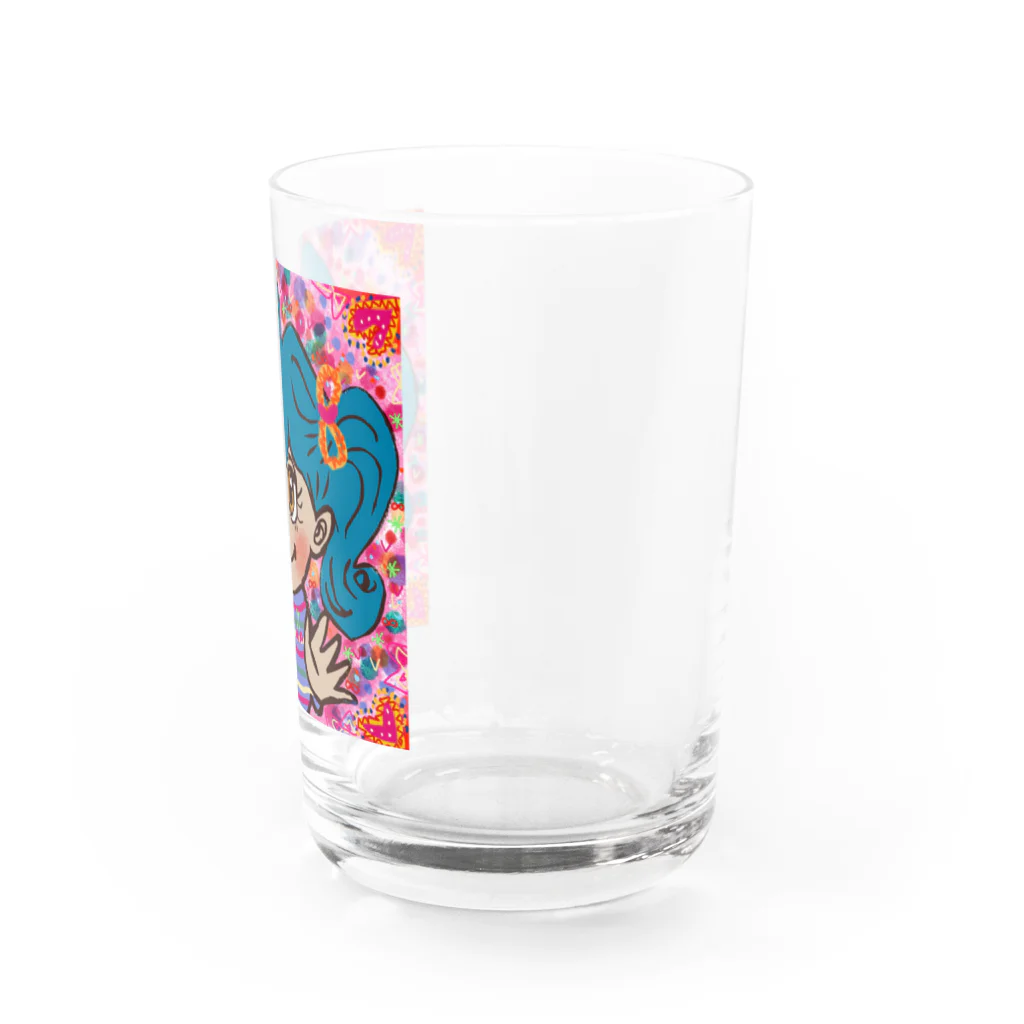 にじわたりねこのかわいい心　女の子イラスト Water Glass :right