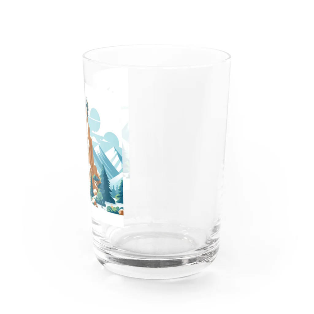 アミュペンの山頂に向かって勇敢に進む登山者 Water Glass :right