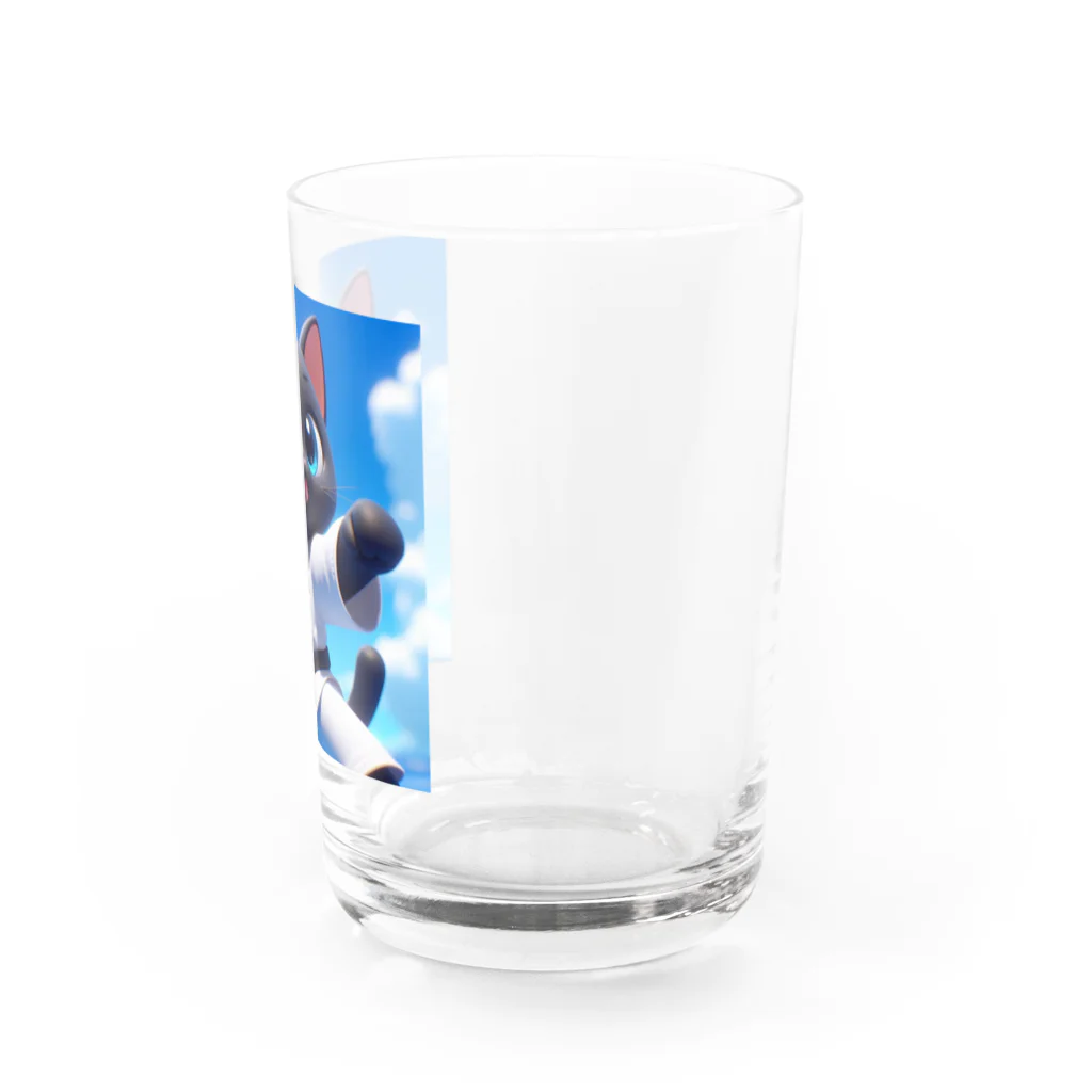 キュート＆クールの空手家クロネコ君・バージョン２ Water Glass :right