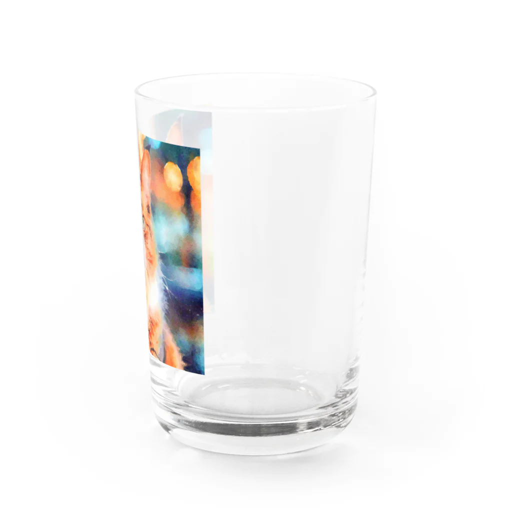 猫好きの谷の猫の水彩画/キジトラねこのイラスト Water Glass :right