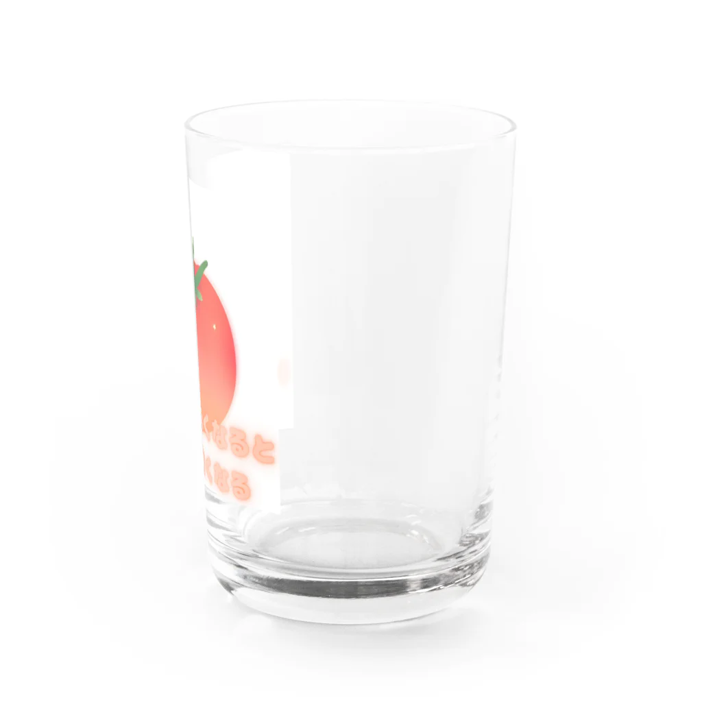 かわいいアートショップのトマト　慣用句　トマトが赤くなると医者が青くなる Water Glass :right