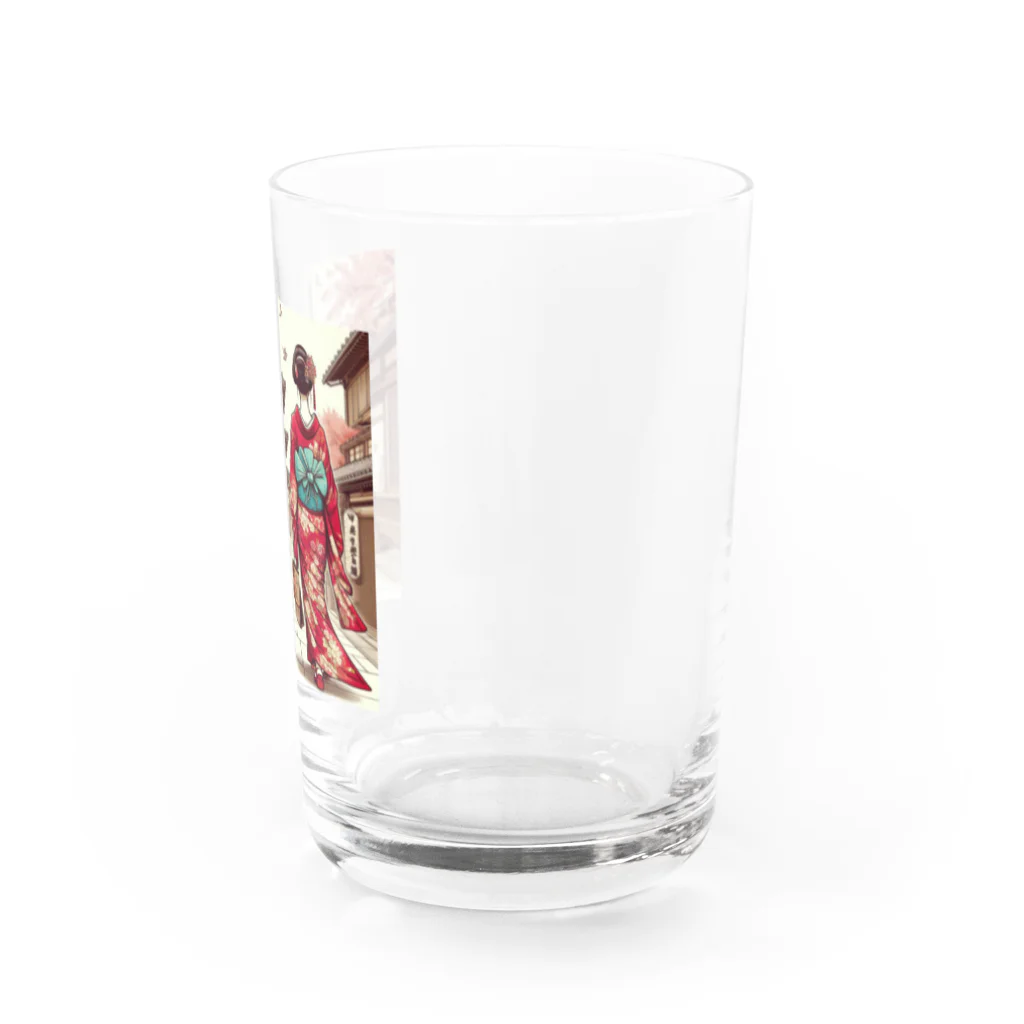 yuchijapanの京都を歩く着物美人イラスト Water Glass :right