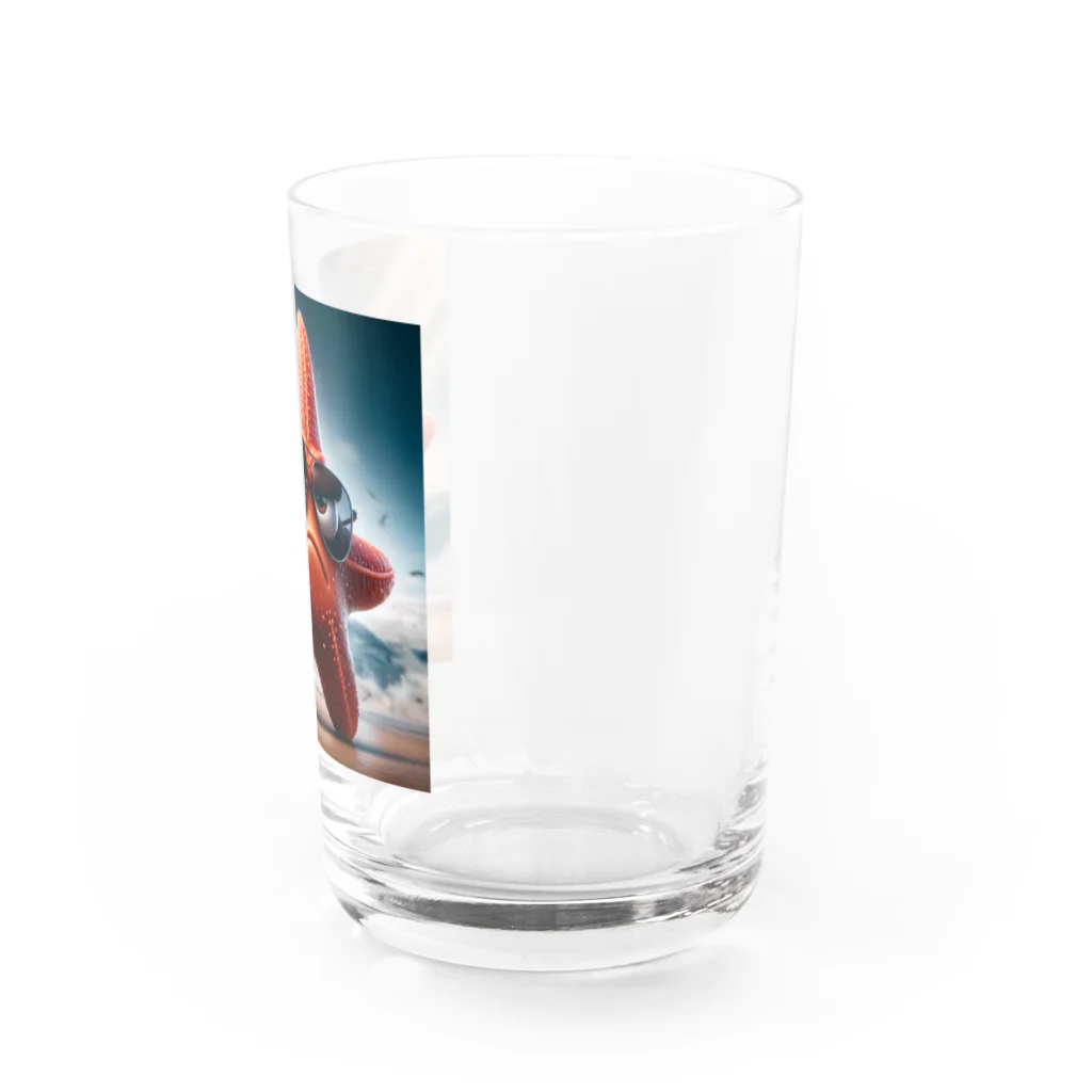 KIglassesのサングラスをかけた少し怒ったヒトデ - 海のユニークな仲間！ Water Glass :right