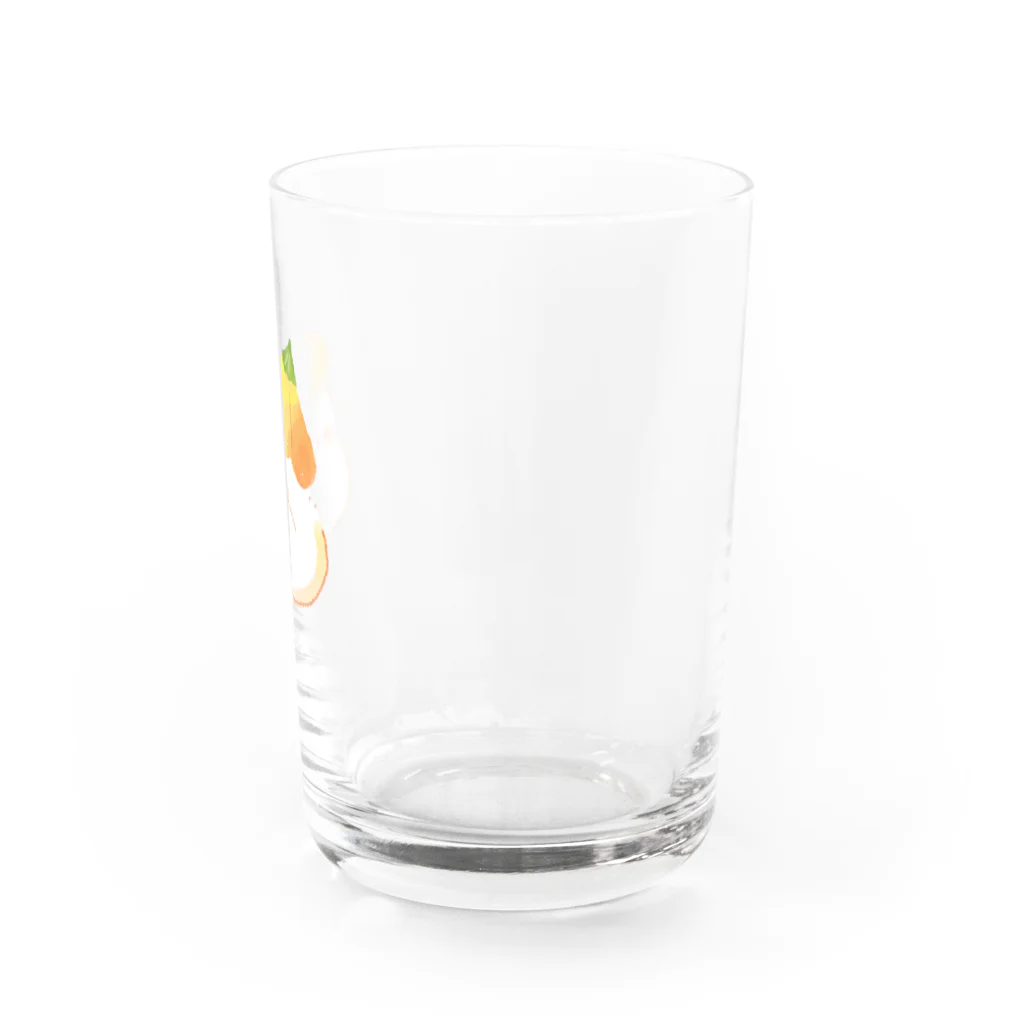 ほくほくろのお花の帽子を被ったことりさん Water Glass :right