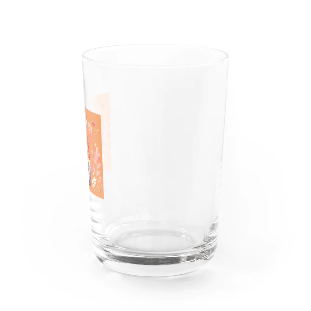 可愛い動物マトリョーシカのうさぎのマトリョーシカ（オレンジ） Water Glass :right