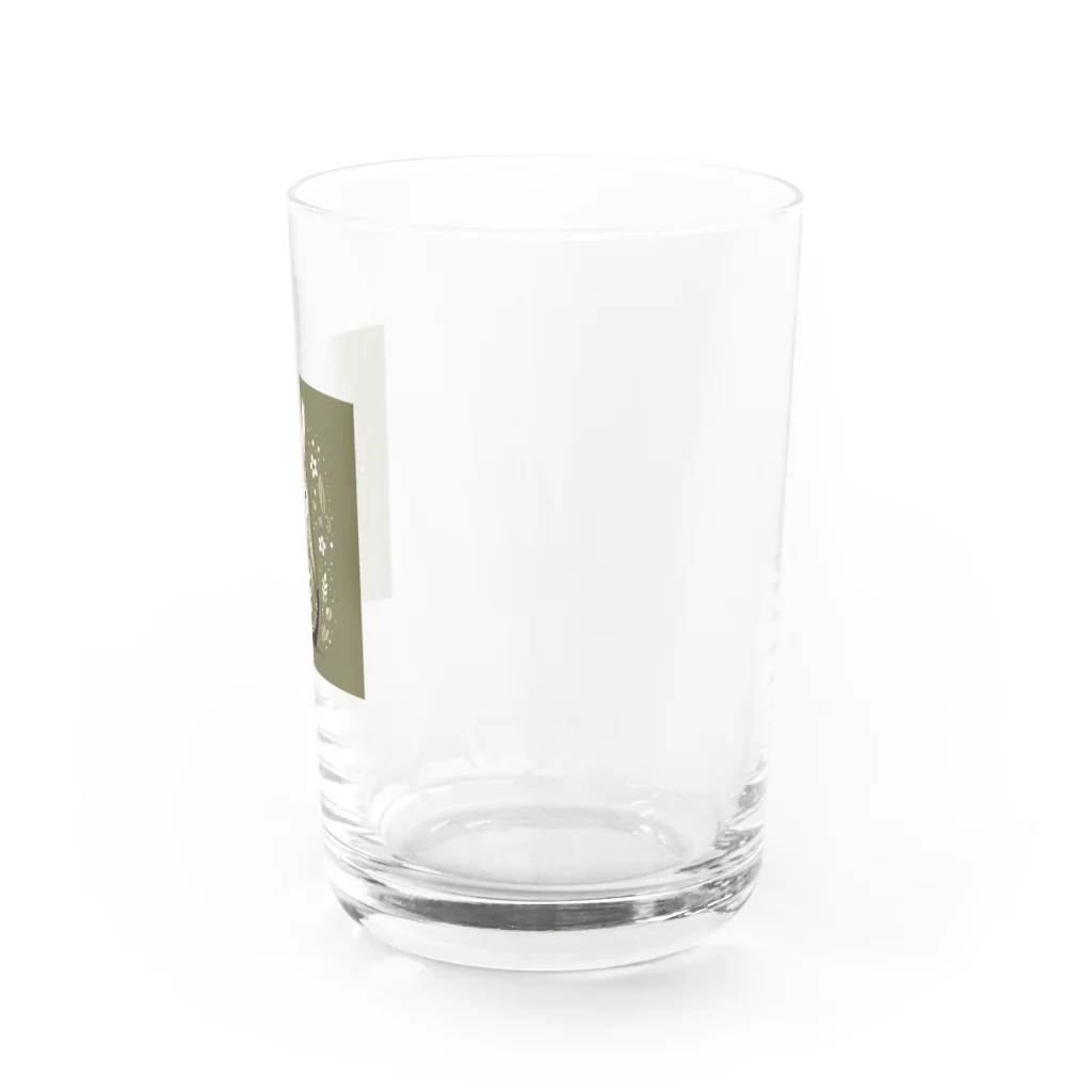 可愛い動物マトリョーシカのうさぎのマトリョーシカ（カーキ） Water Glass :right