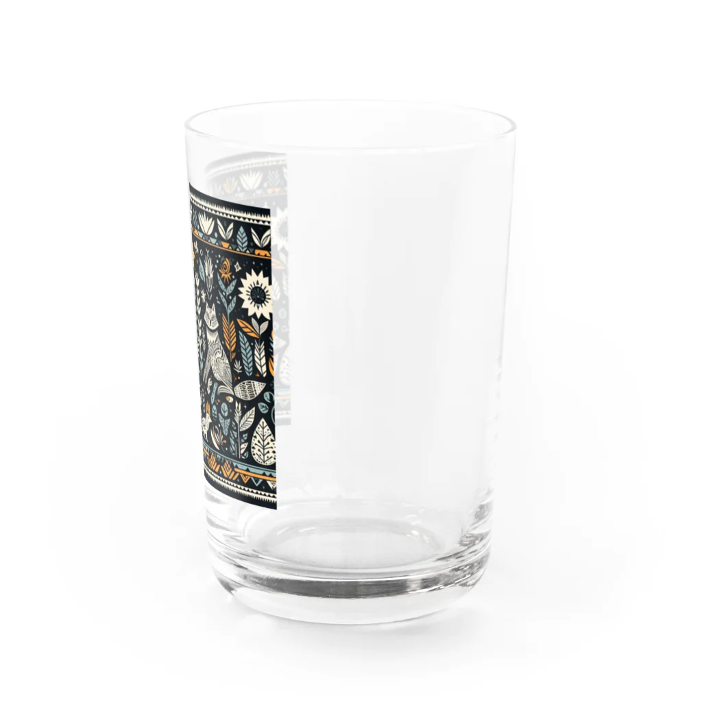 juny0823のトライバル　トリとオオカミA Water Glass :right