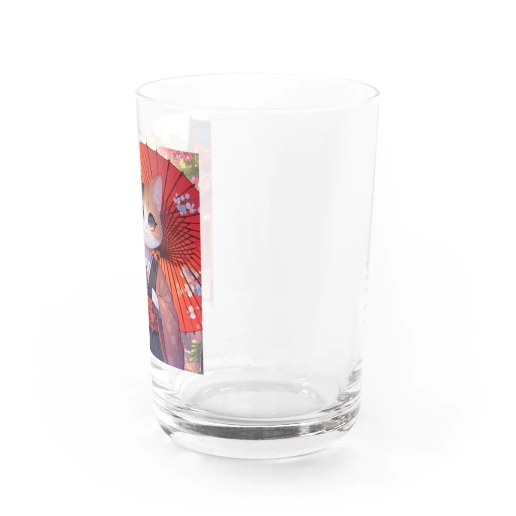 oz-chanの傘をさしている猫_アニメ風2 Water Glass :right