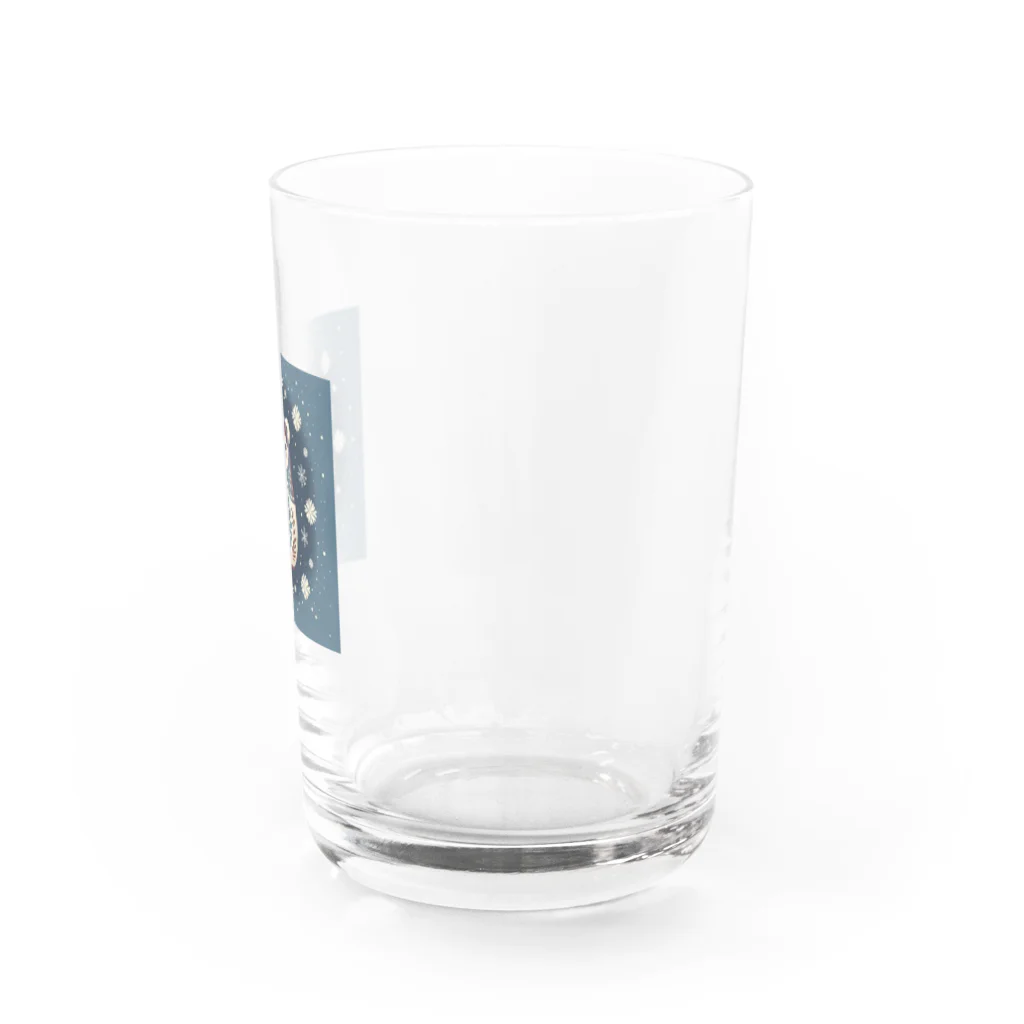 可愛い動物マトリョーシカのクマのマトリョーシカ（紺色） Water Glass :right