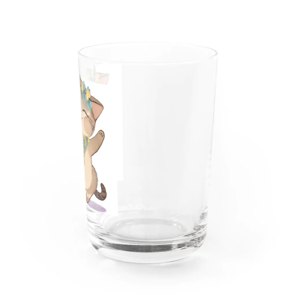 ハワイライフのアロハねこ Water Glass :right