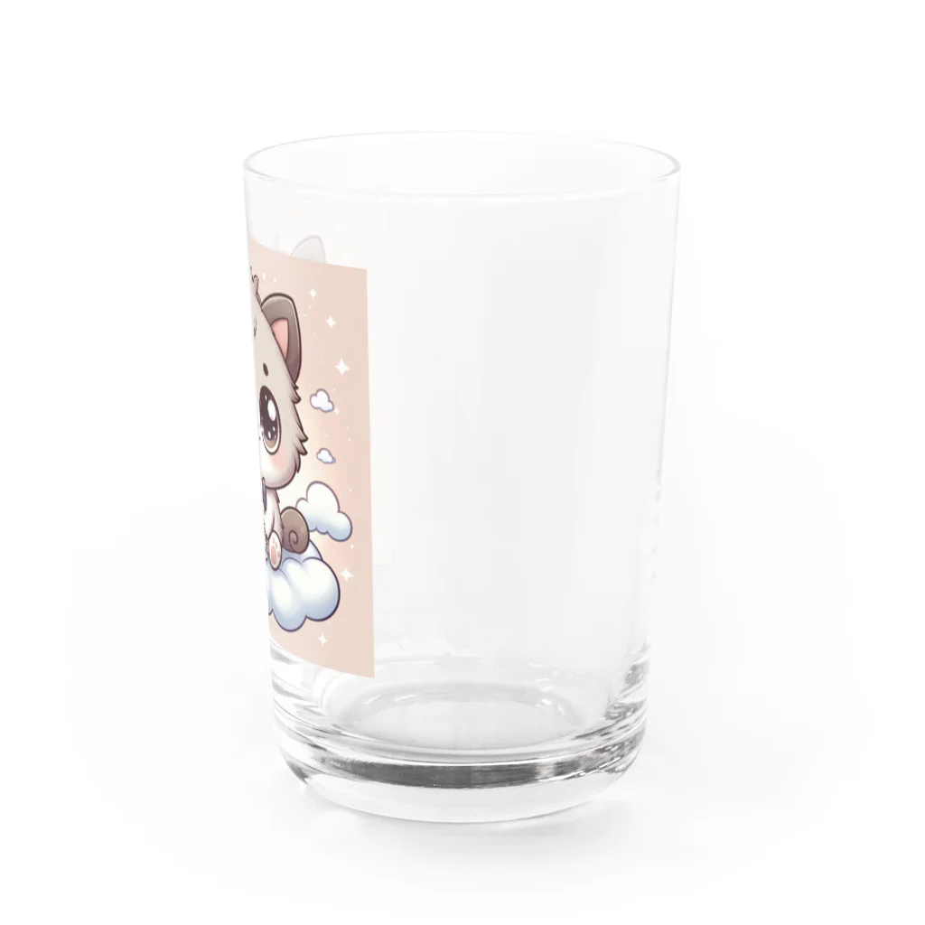 可愛い動物達の可愛い猫茶色 Water Glass :right