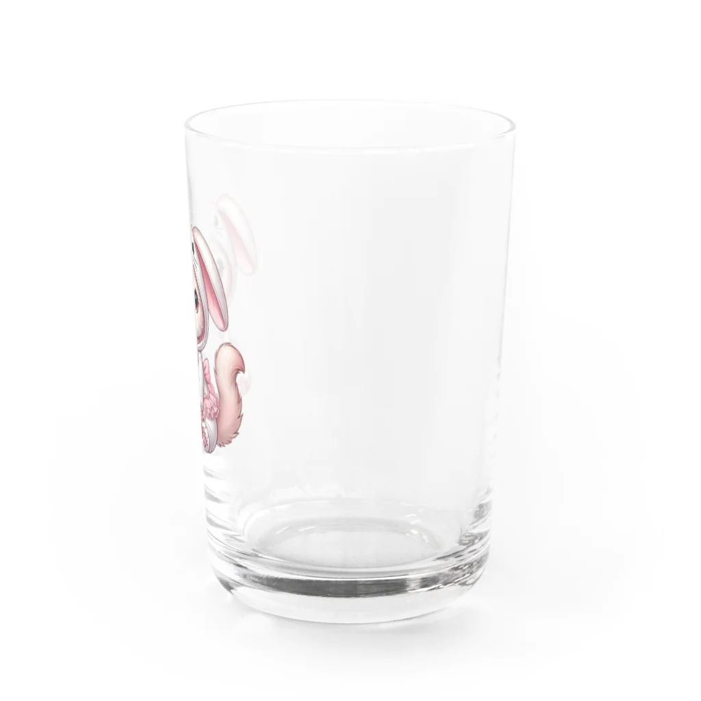 Snow-peaceのふわふわバニーコスチュームのかわいい子猫 Water Glass :right