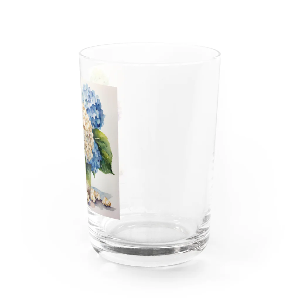 OkometoOmochiの紫陽花とポップコーン Water Glass :right