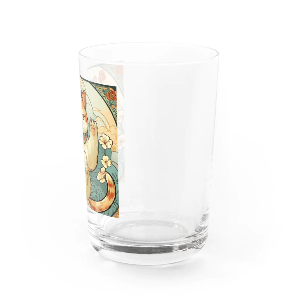 ゆまちゃんの開運雑貨屋さんのお客様を招く左手招き猫ミュシャ風 Water Glass :right