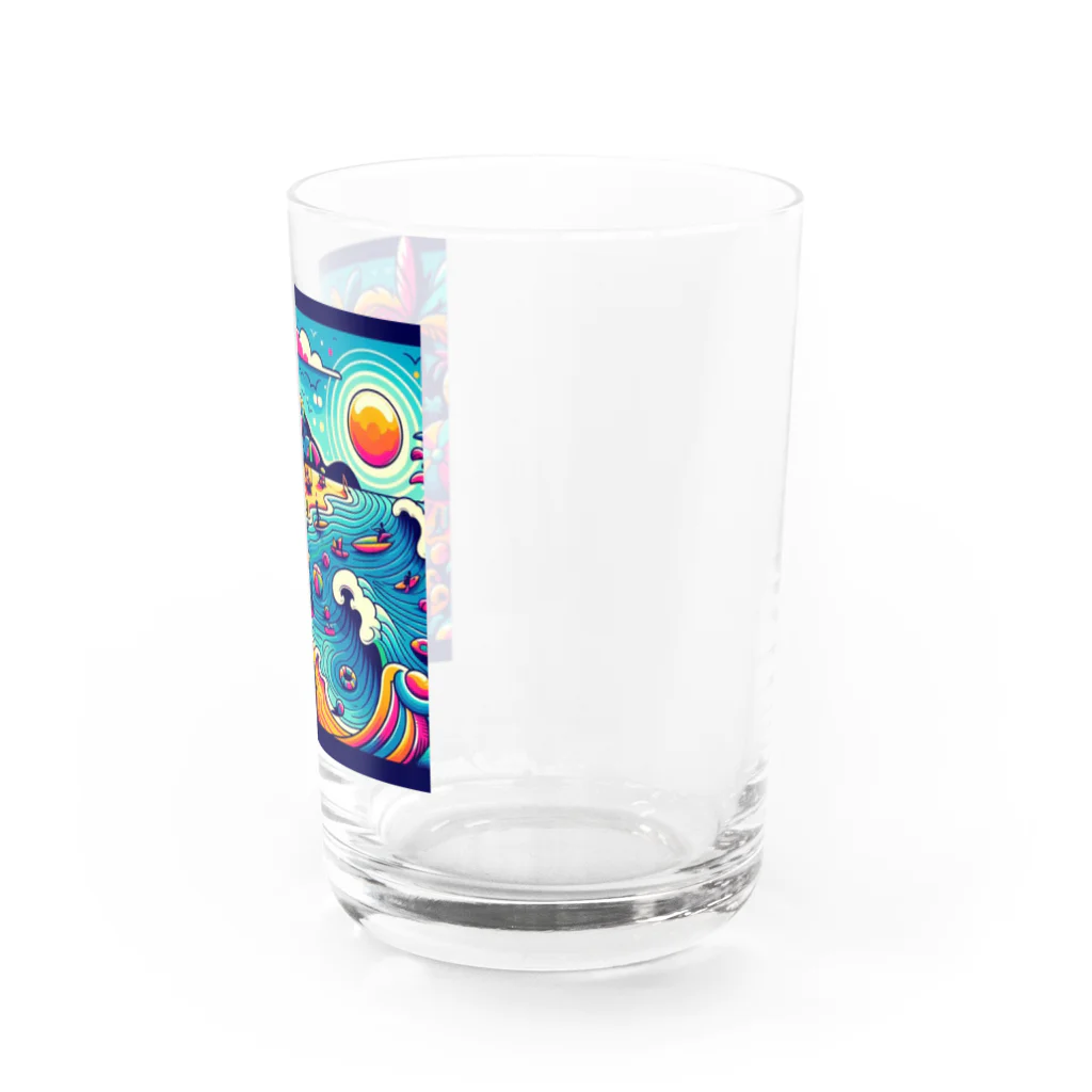 Ouga_の海岸が可愛く描かれた Water Glass :right