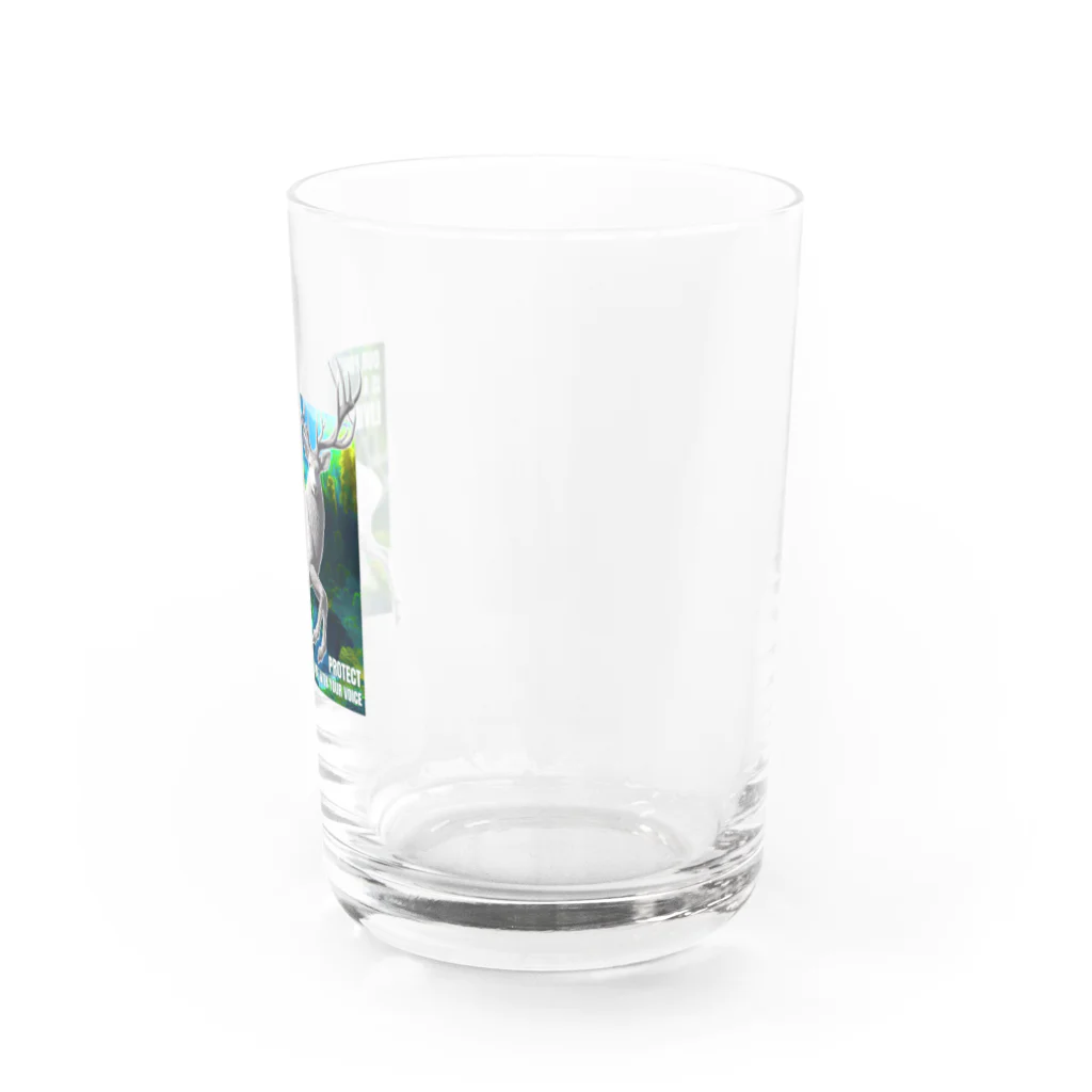 kazu_gの森は生きている「宝石」です！静寂を貴方の声で守ってください！（濃色用） Water Glass :right