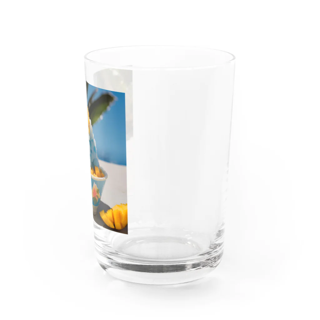 かるるんショップのかき氷シリーズ　ブルーハワイとマンゴー Water Glass :right