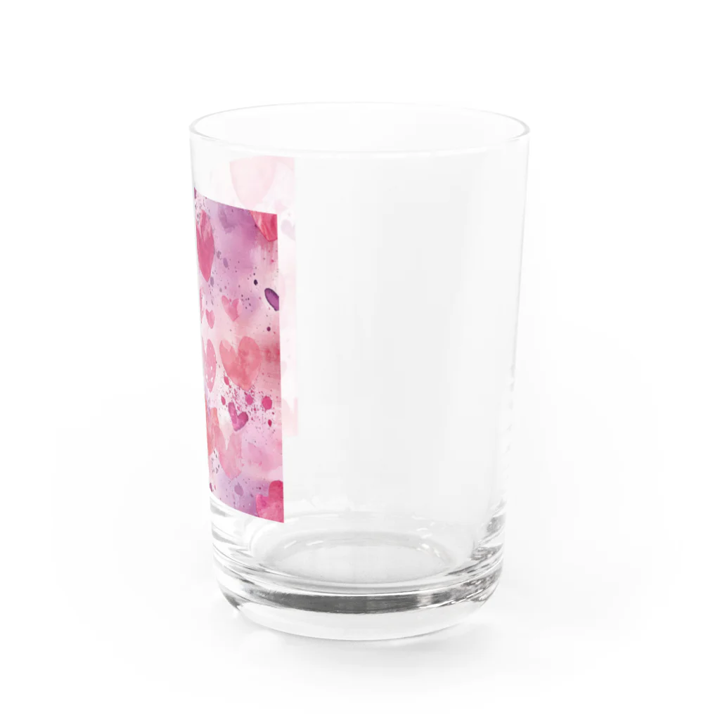 オンラインショップイエローリーフのハート　赤　ピンク　青　可愛い Water Glass :right