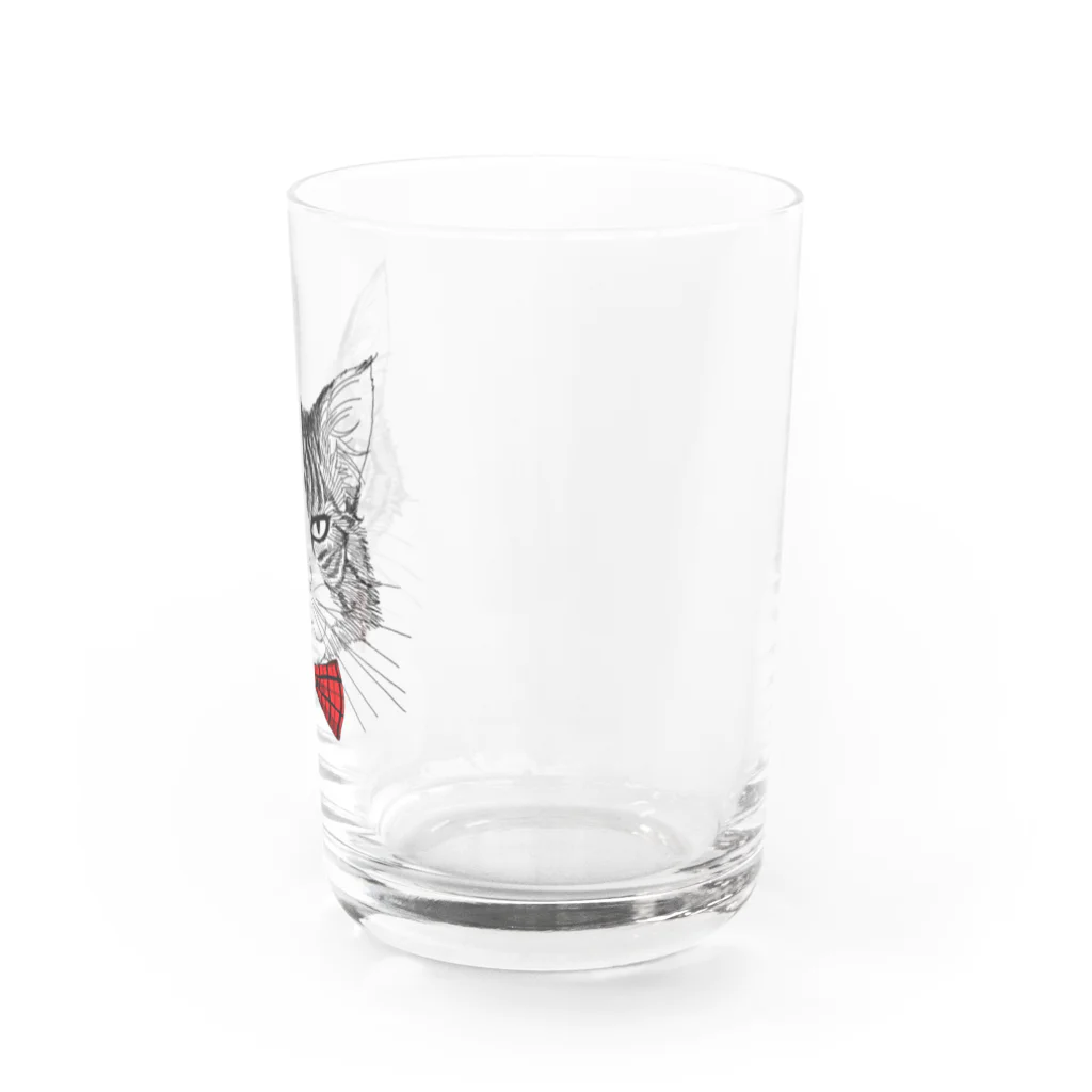 はねまる ショップのCharlie the Cat(赤リボン) Water Glass :right