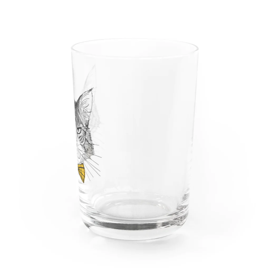 はねまる ショップのCharlie the  Cat(黄リボン) Water Glass :right