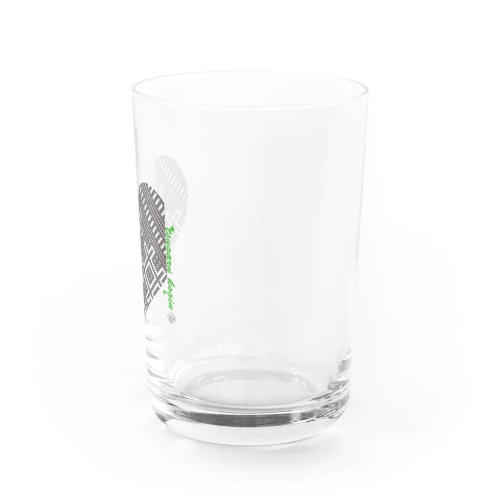 【松】黒金アートこぎん和紙和柄のkoginとハート(モノ） Water Glass :right