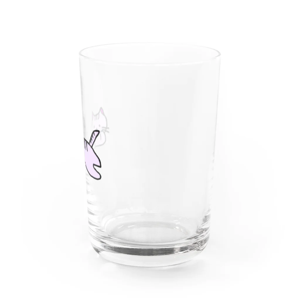 おもち屋さんのごろごろねこ（紫） Water Glass :right