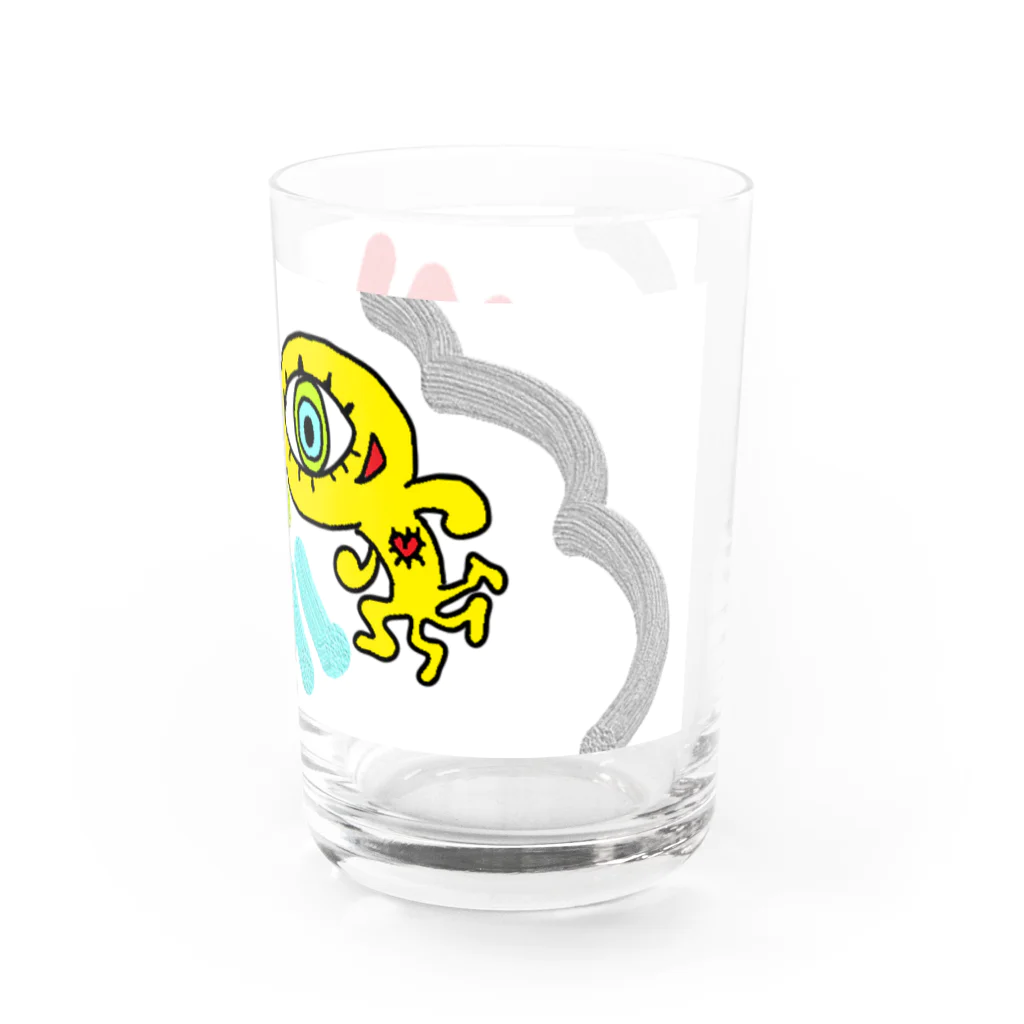 邂【サイマラショップ】逅 SUZURI店のサイマラ　サクリファイスくんグッズ Water Glass :right