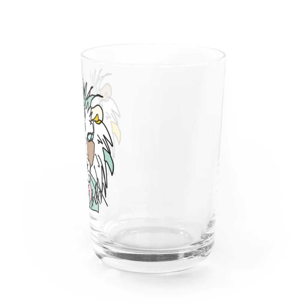 Full of vitality　(フル　オブ　バイタリティ)のwhite☆lion　(白いライオン)　白バージョン　Full of vitality　(フル　オブ　バイタリティ) Water Glass :right