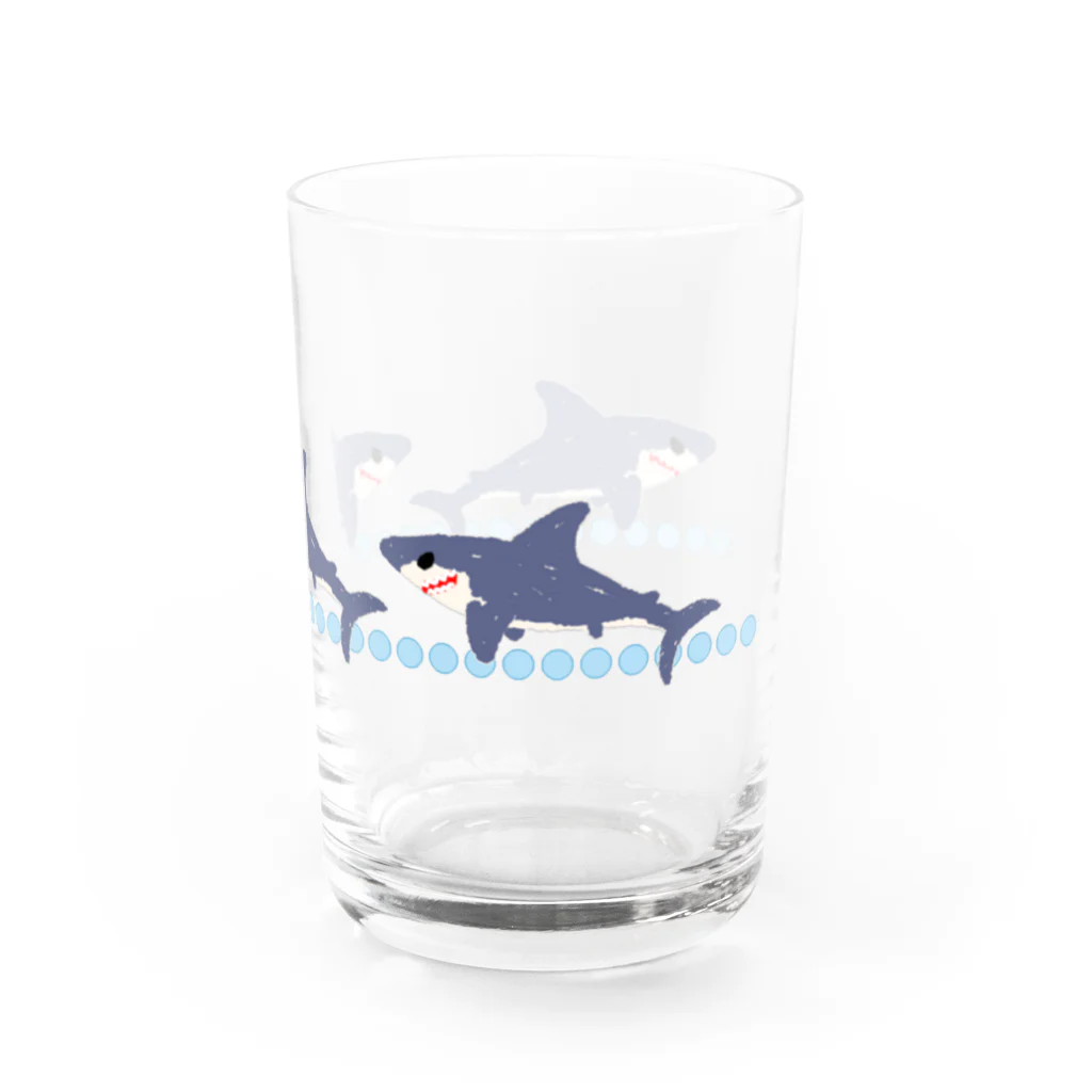 わおさきの青い三連サメ Water Glass :right