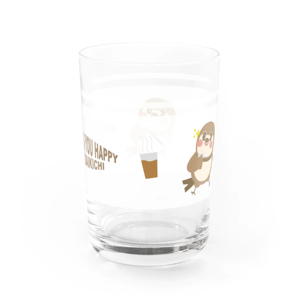 “すずめのおみせ” SUZURI店のHello! すずめだいきち Water Glass :right