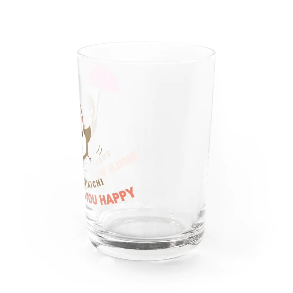 “すずめのおみせ” SUZURI店のHello! すずめだいきち Water Glass :right