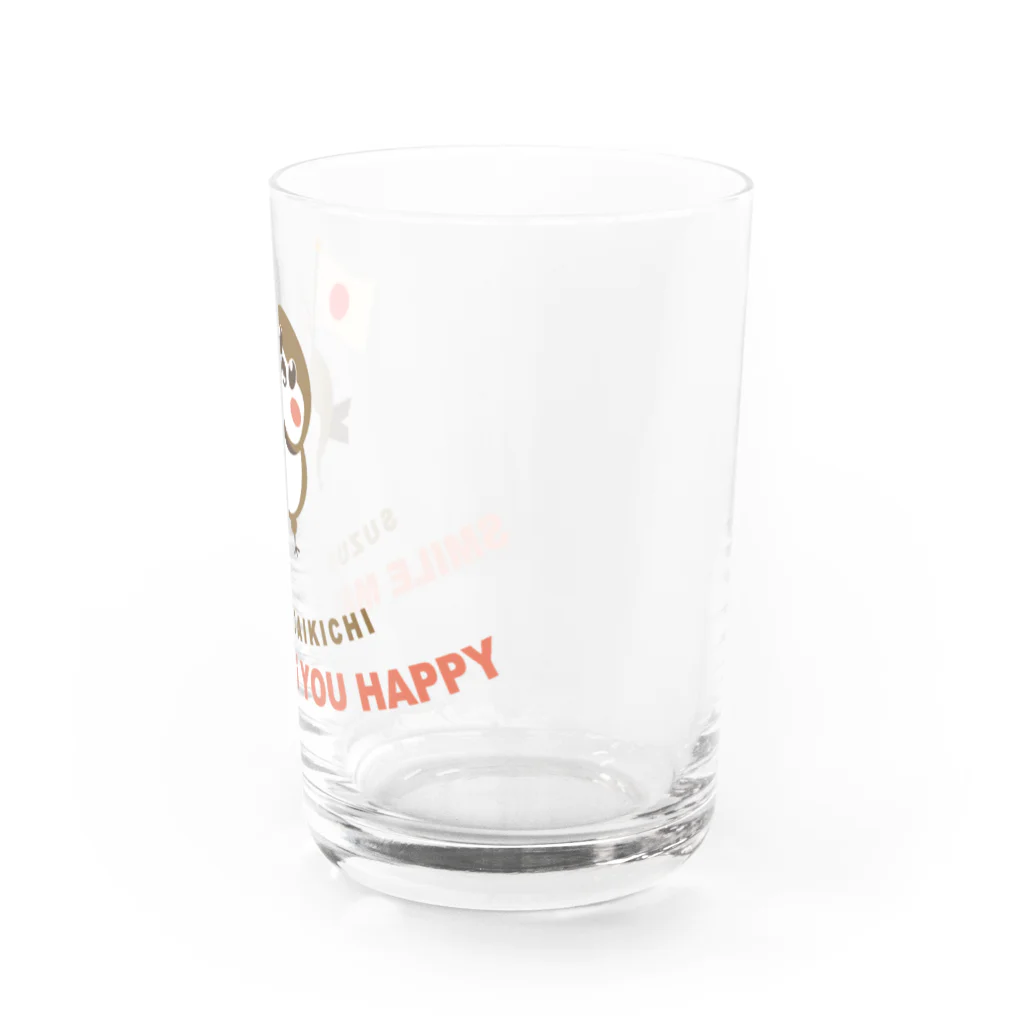 “すずめのおみせ” SUZURI店のHello! すずめだいきち Water Glass :right