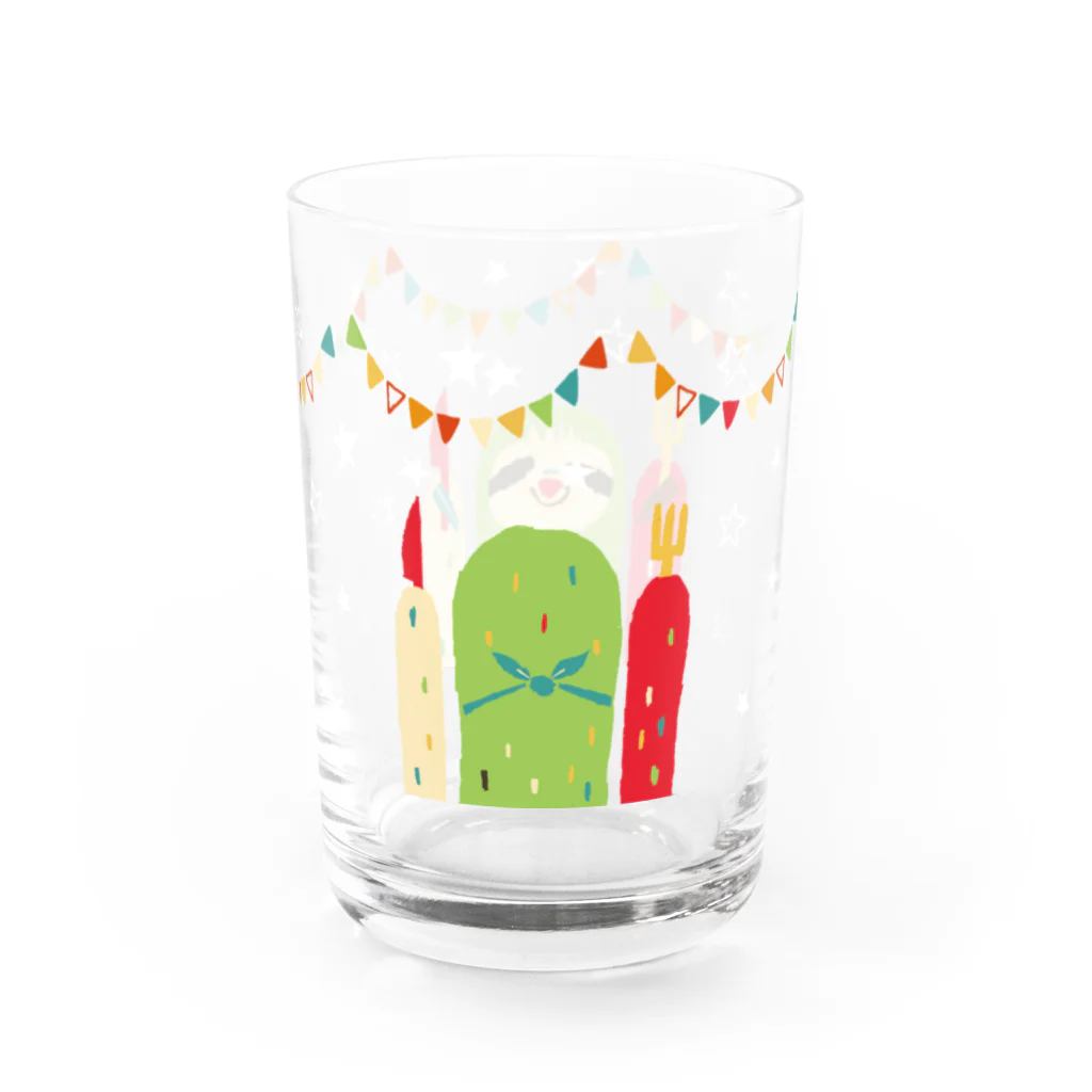 タバタ画房のなまけもの in the party（カラフル） Water Glass :right