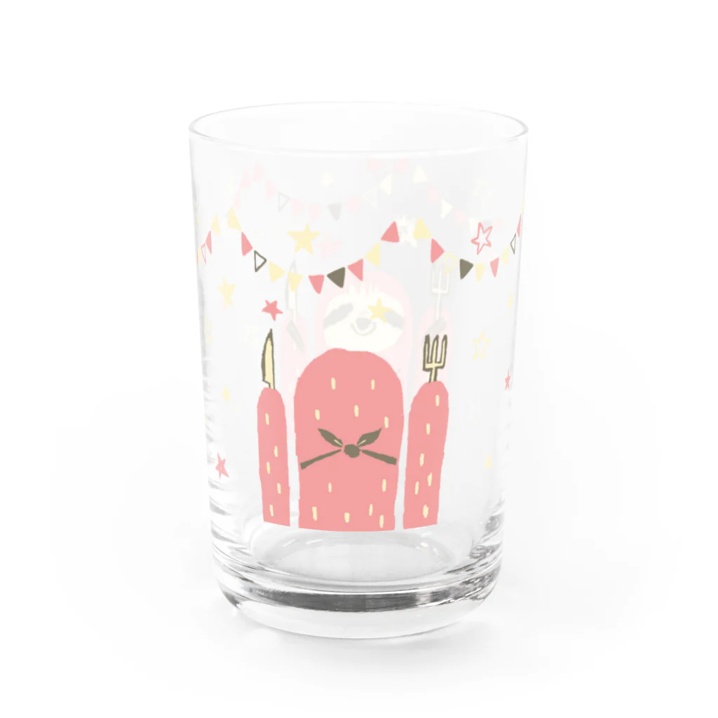 タバタ画房のなまけもの in the party（ピンク） Water Glass :right