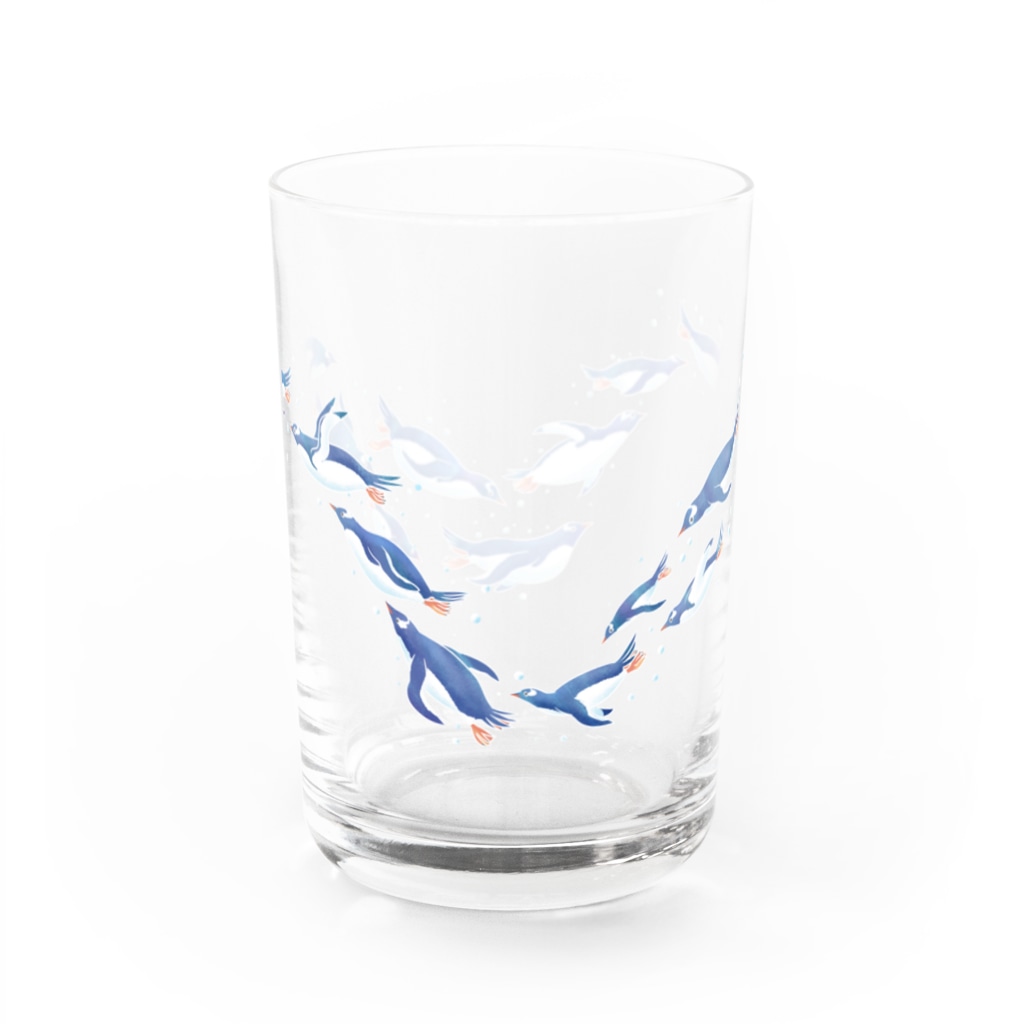 ハルノキ工房のグラスを泳ぐペンギン(青) Water Glass :right