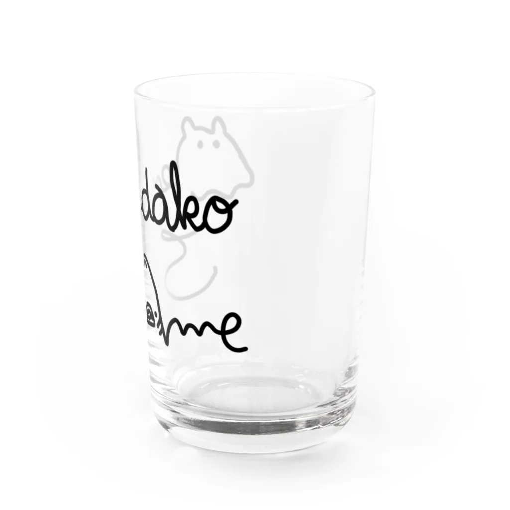 サメとメンダコ[namelessmm2]のサメとメンダコのラインロゴ(black) Water Glass :right