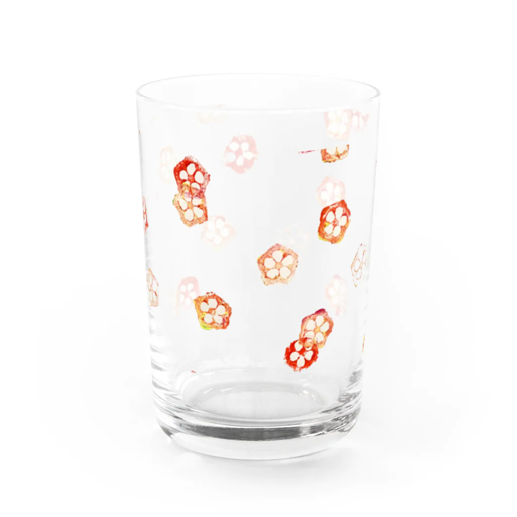 魔法のこむぎ໒꒱· ﾟのオクラ柄(紅) Water Glass :right