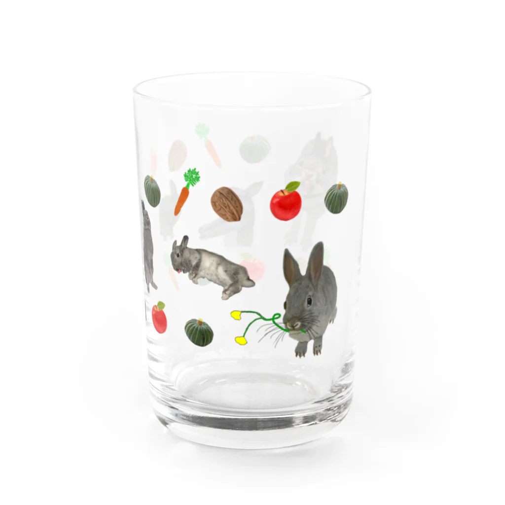 いきもの大好き！ほほえみフレンズのウサギさんと野菜たち Water Glass :right