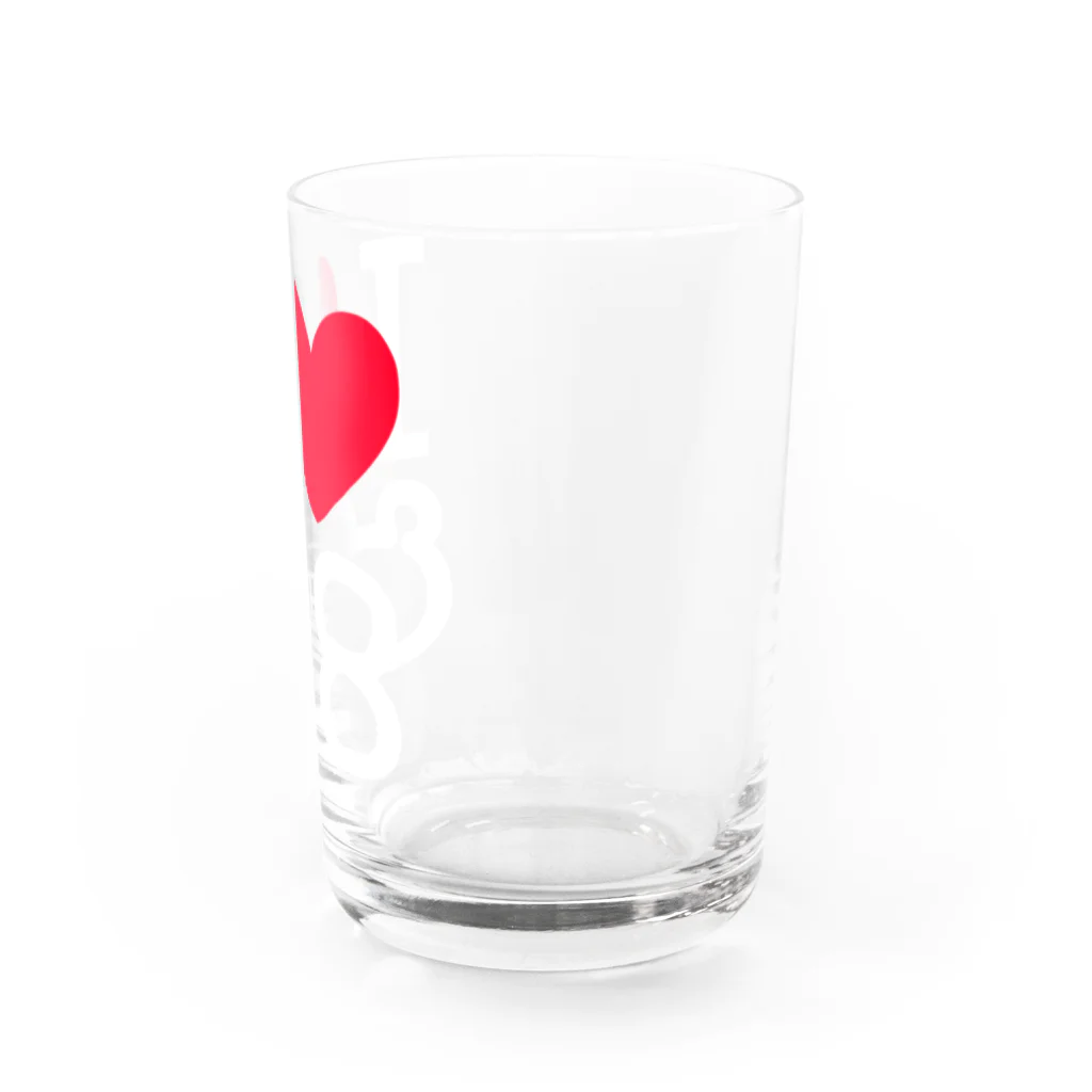 クマバチゴルフ倶楽部のアイ ラブ クマバチ　白色 Water Glass :right