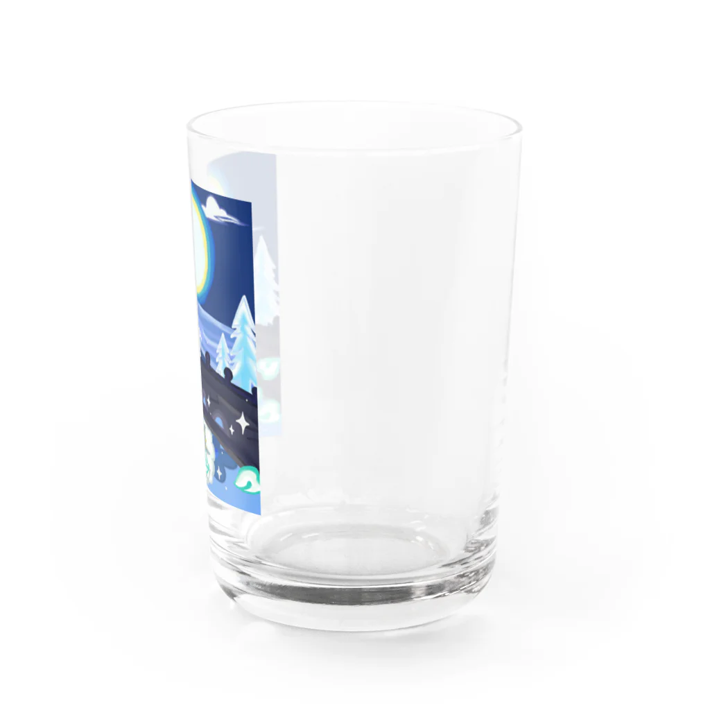 よもぎのショップの満月とねずみと花 Water Glass :right