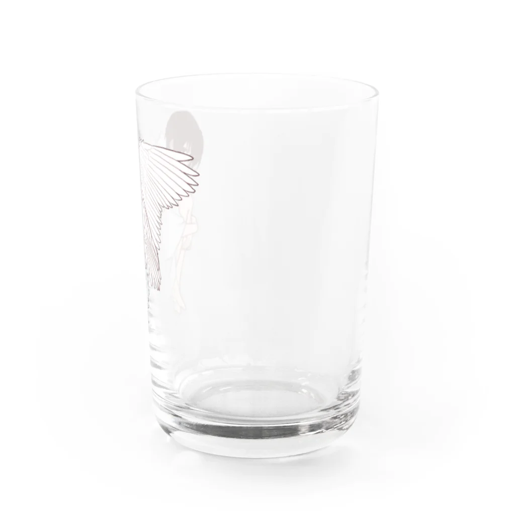 one-naacoの飛べそうな女子(茶系色バージョン) Water Glass :right