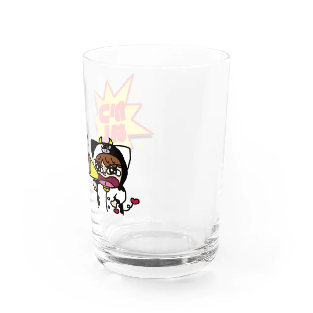 かつめディアショップのかつめしと叫ぶうしくん Water Glass :right