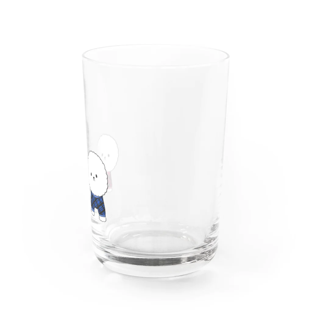 しょうゆごはんのビションフリーゼ 仲良し チェックのお洋服 Water Glass :right