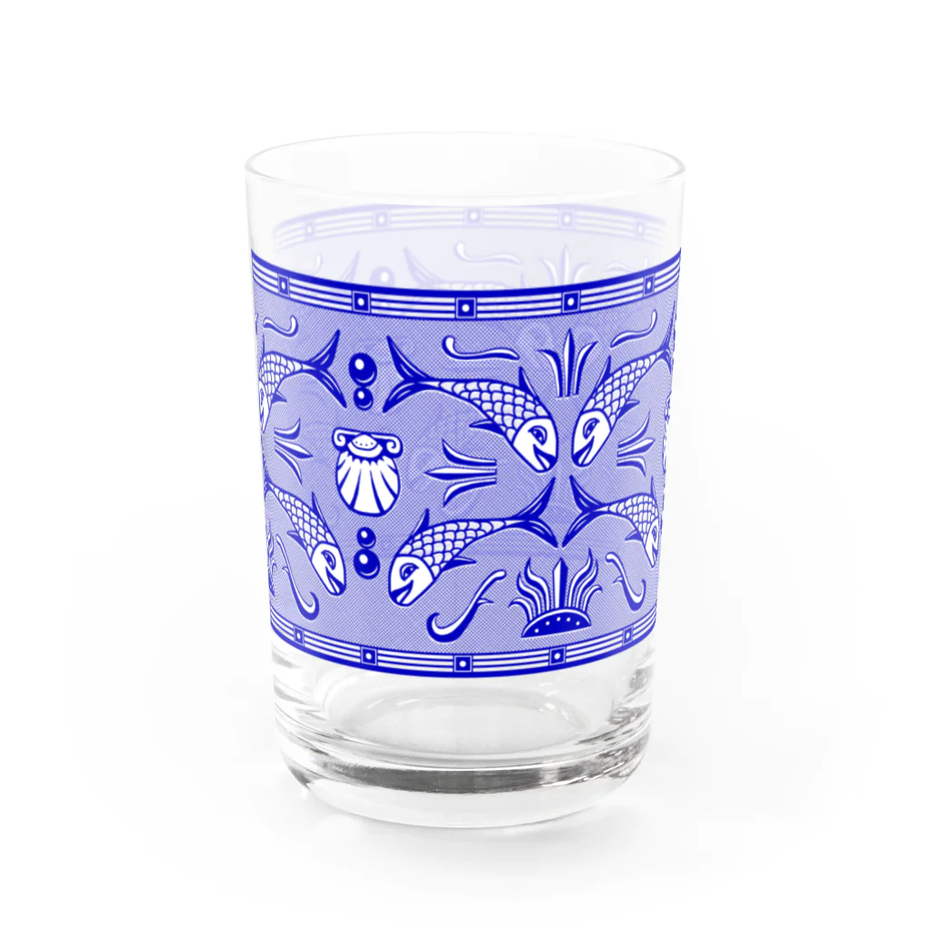 もようをつくる・ポペリカンの青いお魚グラス Water Glass :right