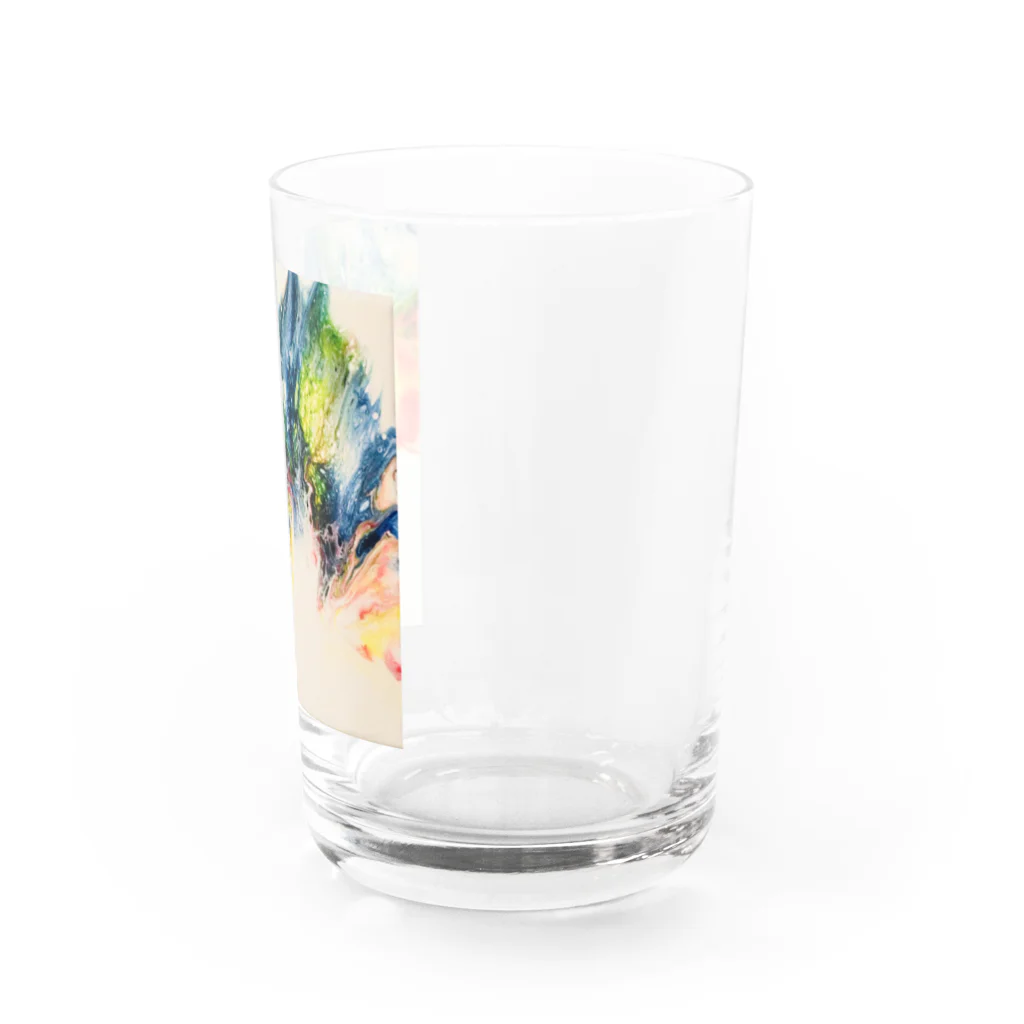 Akiyoのフィレンツェ画房 のオレンジ・黄・ブルーの炎 Water Glass :right