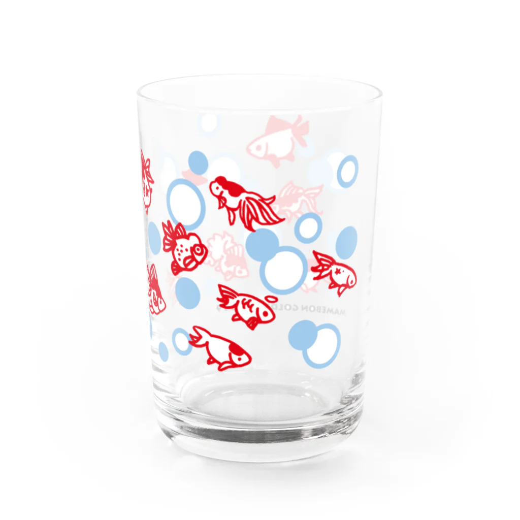 鉄格子乃人魚SUZURI支店のまめぼんはんこ金魚2019 Water Glass :right